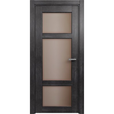 Межкомнатная Дверь Status Classic модель 542 Дуб чёрный стекло Сатинато бронза