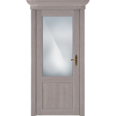 Межкомнатная Дверь Status Classic модель 521 Дуб серый стекло Сатинато белое