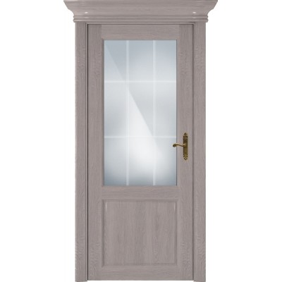 Межкомнатная Дверь Status Classic модель 521 Дуб серый стекло решётка Англия