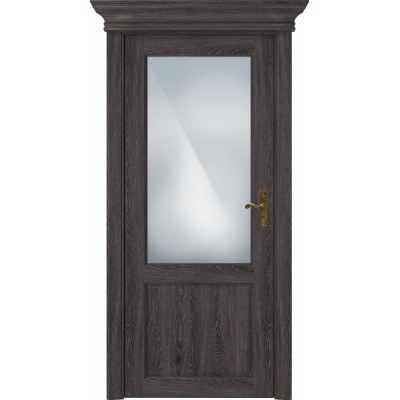 Межкомнатная Дверь Status Classic модель 521 Дуб патина стекло Сатинато белое