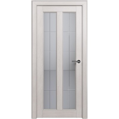 Межкомнатная Дверь Status Fusion модель 612 Дуб белый стекло калёное с гравировкой