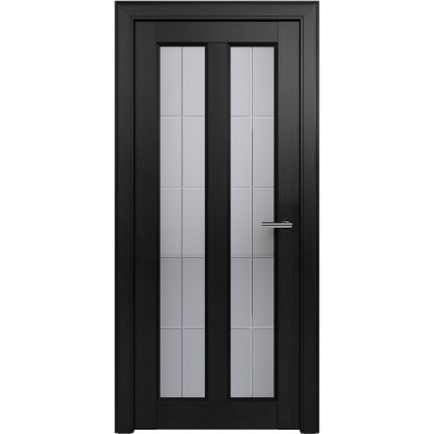 Межкомнатная Дверь Status Fusion модель 612 Дуб чёрный стекло калёное с гравировкой