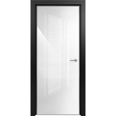 Межкомнатная Дверь Status Favorite модель 704 Дуб чёрный стекло лакобель белый