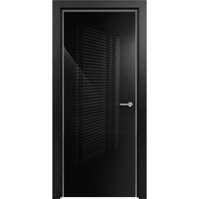 Межкомнатная Дверь Status Favorite модель 704 Дуб чёрный стекло лакобель чёрный
