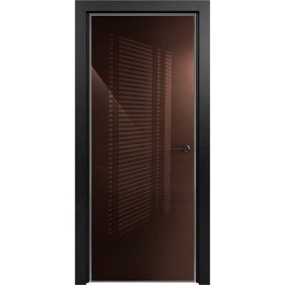 Межкомнатная Дверь Status Favorite модель 704 Дуб чёрный стекло лакобель коричневый