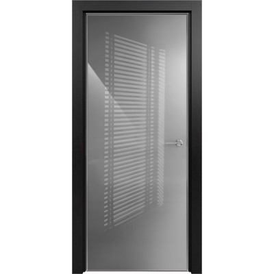 Межкомнатная Дверь Status Favorite модель 704 Дуб чёрный стекло лакобель серый