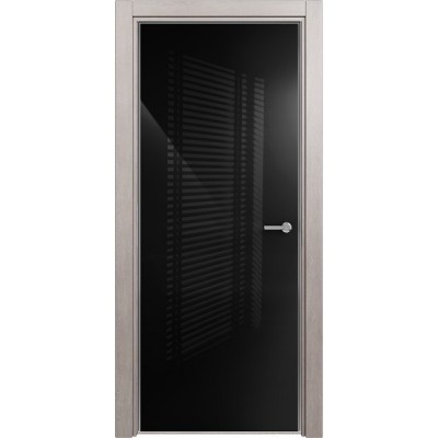 Межкомнатная Дверь Status Favorite модель 704 Дуб серый стекло лакобель чёрный