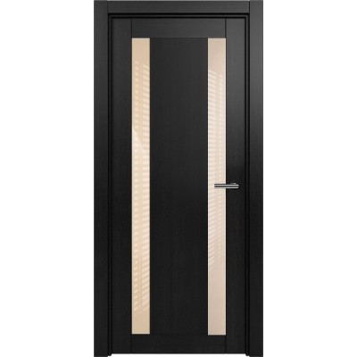 Межкомнатная Дверь Status Estetica модель 822 Дуб чёрный стекло лакобель бежевый