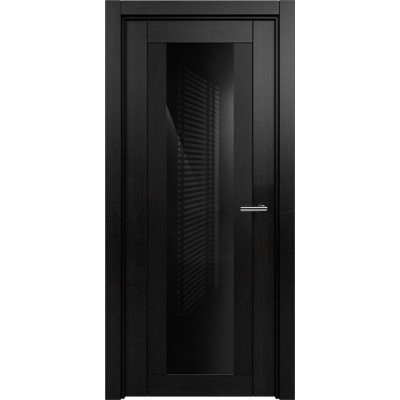 Межкомнатная Дверь Status Estetica модель 823 Дуб чёрный стекло лакобель чёрный