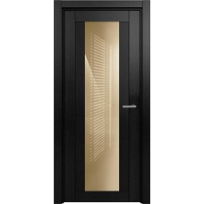 Дверь Status Estetica модель 823 Дуб чёрный стекло лакобель бежевый