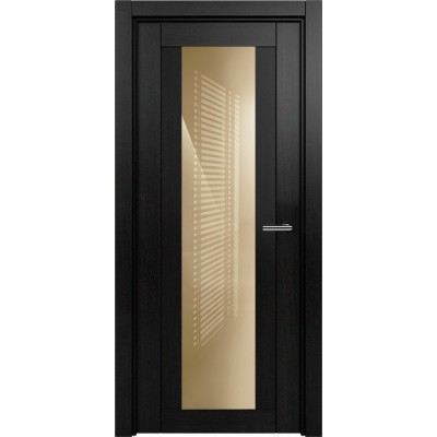Межкомнатная Дверь Status Estetica модель 823 Дуб чёрный стекло лакобель бежевый