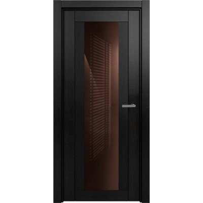 Межкомнатная Дверь Status Estetica модель 823 Дуб чёрный стекло лакобель коричневый