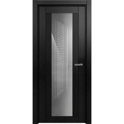 Межкомнатная Дверь Status Estetica модель 823 Дуб чёрный стекло лакобель серый