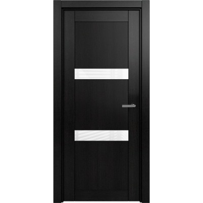 Межкомнатная Дверь Status Estetica модель 832 Дуб чёрный стекло лакобель белый