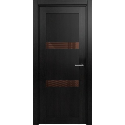 Межкомнатная Дверь Status Estetica модель 832 Дуб чёрный стекло лакобель коричневый