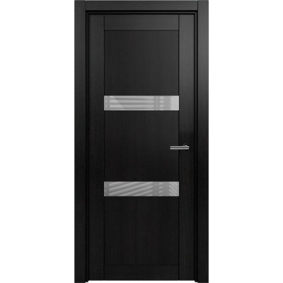 Межкомнатная Дверь Status Estetica модель 832 Дуб чёрный стекло лакобель серый
