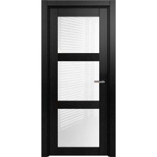 Дверь Status Estetica модель 833 Дуб чёрный стекло лакобель белый