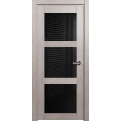 Межкомнатная Дверь Status Estetica модель 833 Дуб серый стекло лакобель чёрный
