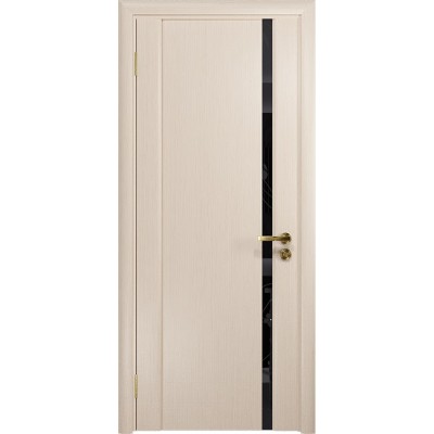 Межкомнатная Дверь DioDoor Винтаж-1 беленый дуб черный триплекс Вьюнок глянцевый