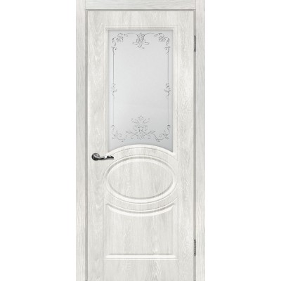 Межкомнатная Дверь МариаМ Сиена-1 Дуб жемчужный стекло контур серебро