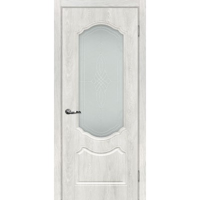 Межкомнатная Дверь МариаМ Сиена-2 Дуб жемчужный стекло контур серебро
