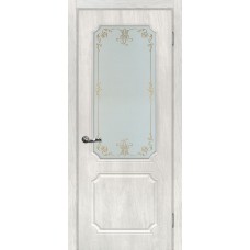 Дверь МариаМ Сиена-4 Дуб жемчужный стекло контур золото