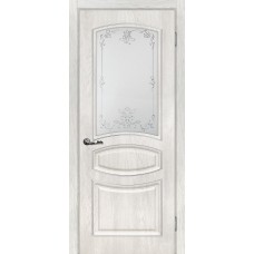 Дверь МариаМ Сиена-5 Дуб жемчужный стекло контур серебро