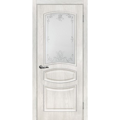 Межкомнатная Дверь МариаМ Сиена-5 Дуб жемчужный стекло контур серебро