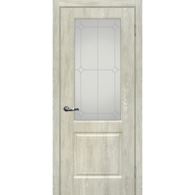Межкомнатная Дверь МариаМ Версаль-1 Дуб седой стекло контур серебро