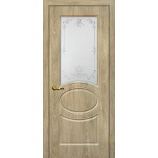 Дверь МариаМ Сиена-1 Дуб песочный стекло контур серебро