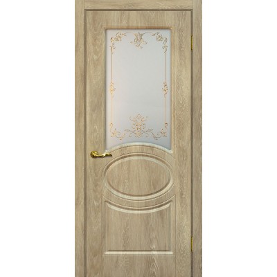 Межкомнатная Дверь МариаМ Сиена-1 Дуб песочный стекло контур золото