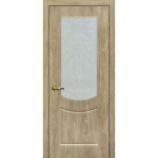 Дверь МариаМ Сиена-3 Дуб песочный стекло контур серебро