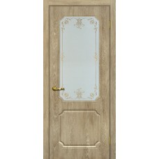 Дверь МариаМ Сиена-4 Дуб песочный стекло контур золото