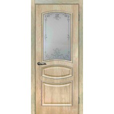 Дверь МариаМ Сиена-5 Дуб песочный стекло контур серебро