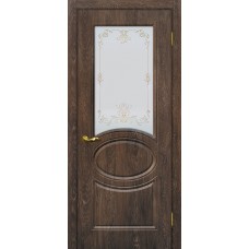 Дверь МариаМ Сиена-1 Дуб корица стекло контур золото