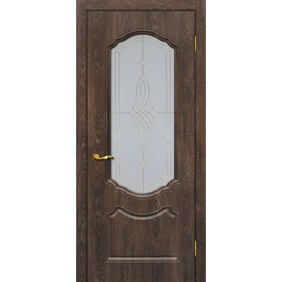 Межкомнатная Дверь МариаМ Сиена-2 Дуб корица стекло контур золото