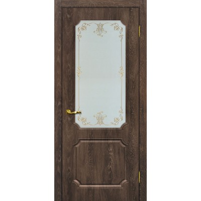 Межкомнатная Дверь МариаМ Сиена-4 Дуб корица стекло контур золото