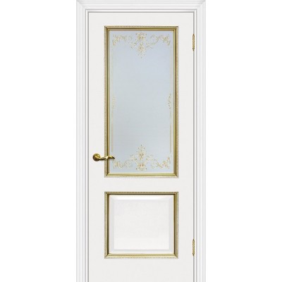 Межкомнатная Дверь МариаМ Мурано-1 Белый патина золото стекло контурный полимер золото