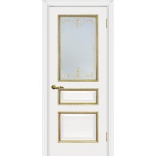 Дверь МариаМ Мурано-2 Белый патина золото стекло контурный полимер золото
