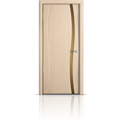 Межкомнатная Дверь Мильяна Омега-1 Беленый дуб триплекс узкий бронзовый