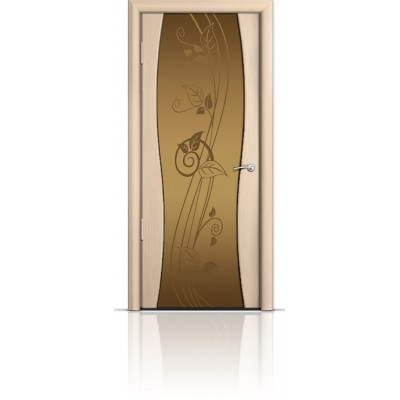 Межкомнатная Дверь Мильяна Омега-1 Беленый дуб триплекс бронзовый Нежность