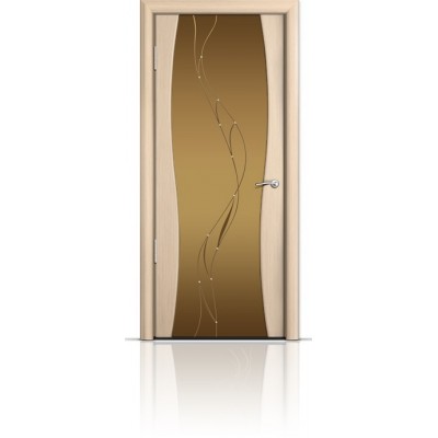 Межкомнатная Дверь Мильяна Омега-1 Беленый дуб триплекс бронзовый Иллюзия
