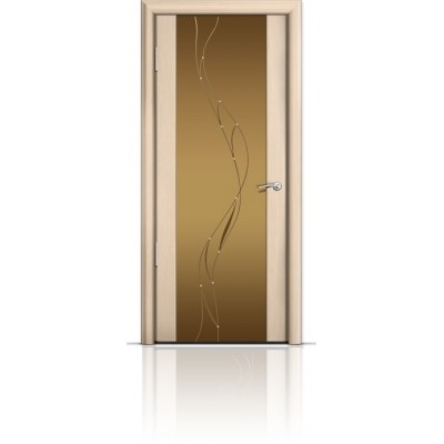 Межкомнатная Дверь Мильяна Омега-2 Беленый дуб триплекс бронзовый Иллюзия