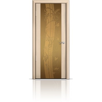 Межкомнатная Дверь Мильяна Омега-2 Беленый дуб триплекс бронзовый Мотив