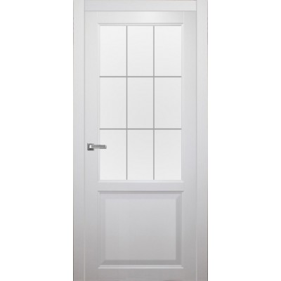 Межкомнатная Дверь Порта Белла модель Белла эко шпон цвет Эмаль белая стекло решетка