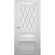Дверь Порта Белла модель Милена эко шпон цвет Эмаль белая стекло ромб