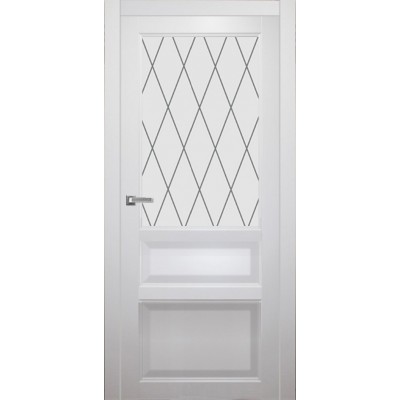 Межкомнатная Дверь Порта Белла модель Милена эко шпон цвет Эмаль белая стекло ромб