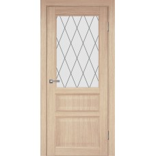 Дверь Порта Белла модель Милена эко шпон цвет Самшит белый стекло ромб