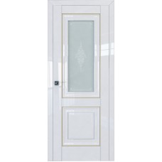 Дверь Экошпон 28L Белый люкс молдинг золото мателюкс кристалл