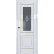 Дверь Экошпон 28L Белый люкс молдинг золото графит кристалл